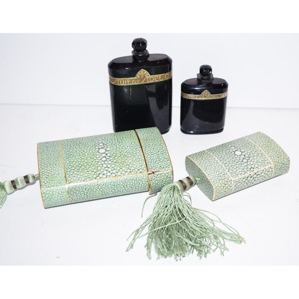 Vtg Caron 10 rue de la Paix Noel Black Baccarat Art Deco Perfume Bottle EMPTY pr